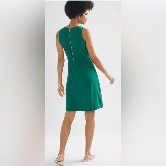 White House Black Market Cutout Mini Dress Size XS V-Neck Zipper Back Green - Picture 3 of 11